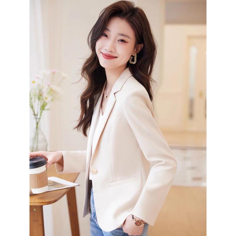 2026 New Spring Short Slim-Fit Blazer Elegant Suit for Women Casual Petite Spring and Autumn Off-White
