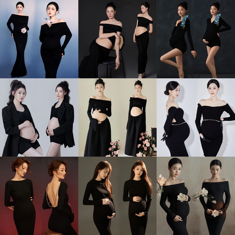 New Studio Maternity Photography Outfits in Black, Fashionable and Cool Theme for Pregnant Mothers, Art Photoshoot Clothing for Home Photography New Studio Maternity Photography Outfits in Black, Fashionable and Cool Theme for Pregnant Mothers, Art Photoshoot Clothing for Home Photography