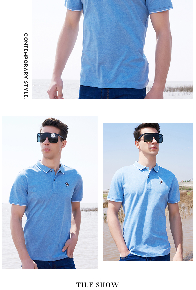 Sáo gỗ 2018 hè mới trung niên nam ngắn tay áo thun cotton mềm mại ve áo màu kinh doanh áo sơ mi cộc tay áo thun polo