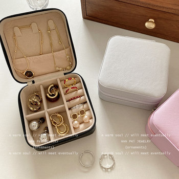 Jewelry box small portable high-end exquisite new style earrings earring necklace ring accessories storage box gold