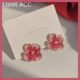 s925 silver red crystal flower earrings 2022 new trendy niche design earrings female high-end light luxury