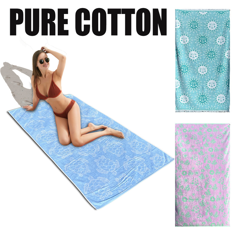European and American Large Bath Towel Yarn-Dyed Jacquard Water-Absorbent Thickeneded Seaside Swimming Pure Cotton Adult Beach Towel 90*180cm