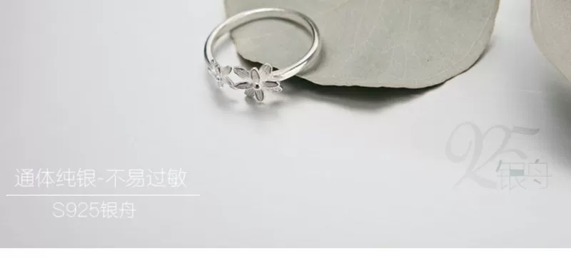 Thuyền bạc S925 Sterling Bạc Nhật Bản và Hàn Quốc Tính cách Đơn giản Dễ thương Ngọt ngào Hoa Nhẫn Nữ Tặng quà - Nhẫn