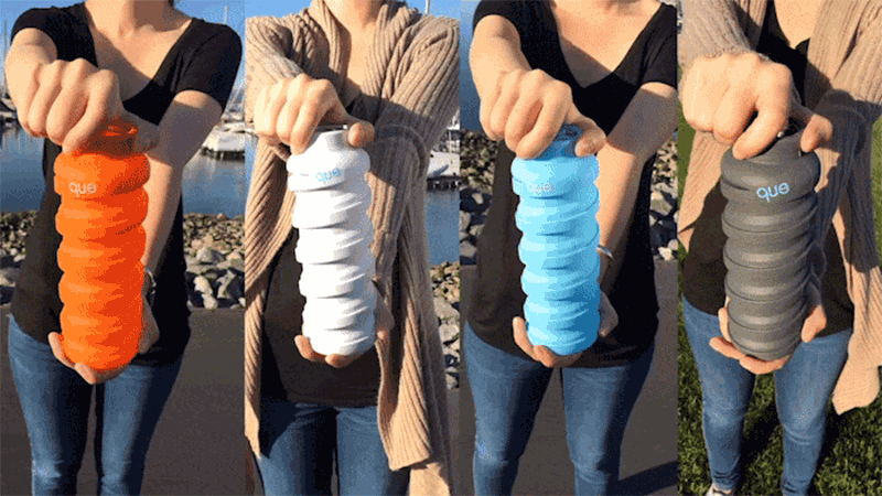 Hoa Kỳ Que Chai có thể thu vào thời trang bảo vệ môi trường silicone gấp chống rơi tay cup thể thao xách tay chai bình nước quifit