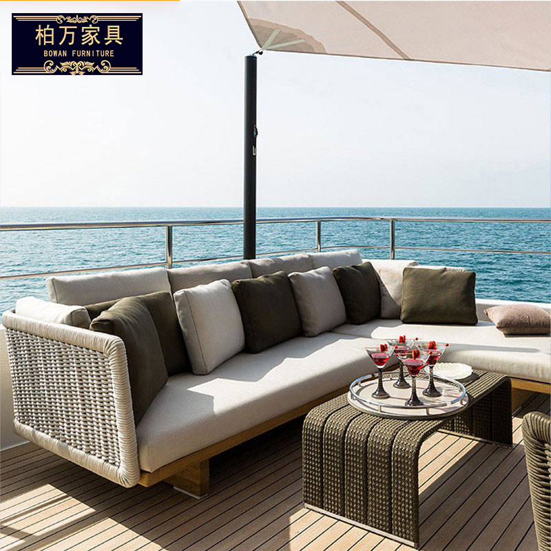 Outdoor sofa high - end designer model of patio patio vine wood casual Nordic combination vine sofa