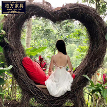 巴厘岛网红鸟巢 户外景区民宿酒店打卡悬挂秋千吊椅拍摄大型道具