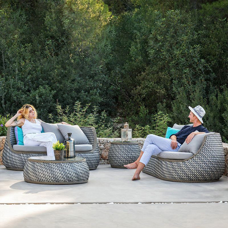 Designer outdoor sofa chair three-piece set courtyard garden terrace leisure outdoor balcony rattan furniture combination