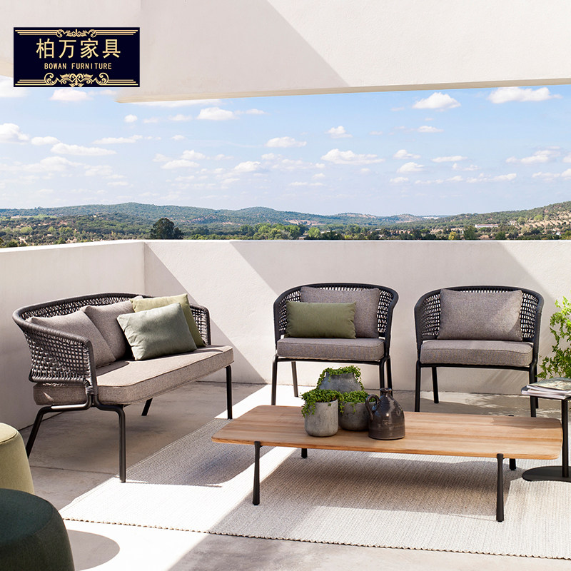 outdoor rope sofa combination sun room terrace balcony outdoor patio simple casual waterproof sunscreen sofa 