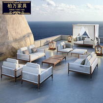 Aluminum alloy outdoor sofa courtyard designer hotel rattan outdoor furniture outdoor balcony leisure sofa waterproof