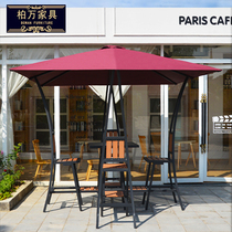 Pavilion outdoor cafe courtyard solid wood pavilion courtyard tables and chairs anticorrosive wood villa awning tea pavilion garden