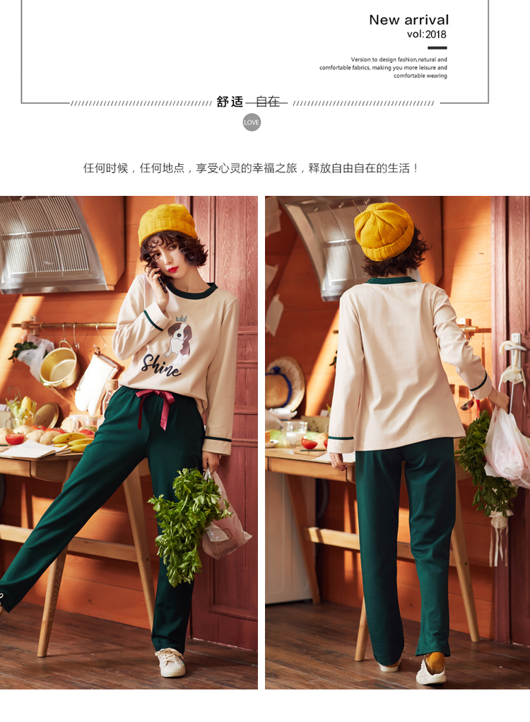 Bộ đồ ngủ nữ mùa xuân và mùa thu dài tay mùa hè mỏng phần cotton Hàn Quốc ngọt ngào và đáng yêu dịch vụ nhà mùa thu phù hợp đồ bộ bầu