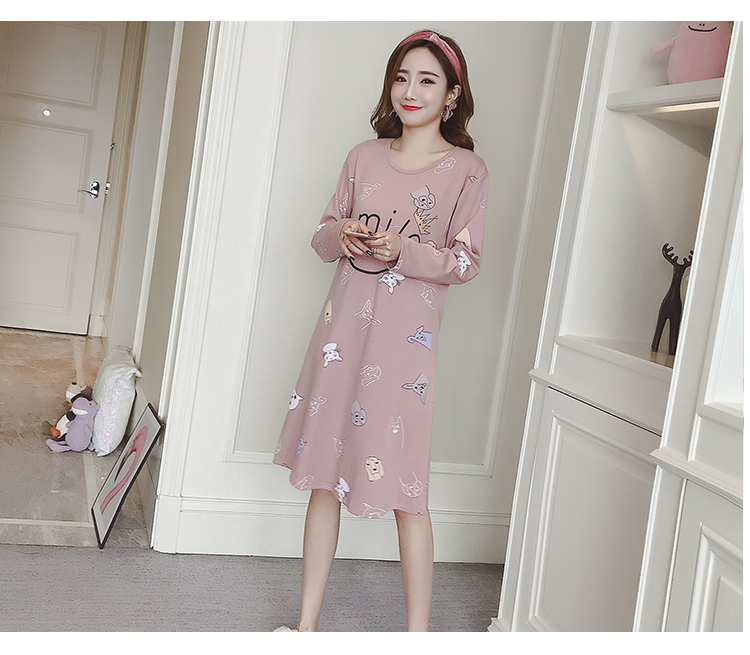 Váy ngủ dài tay nữ mùa xuân và mùa thu dài cotton sinh viên phiên bản Hàn Quốc của váy công chúa gió công chúa váy có thể mặc đồ ngủ voan mỏng
