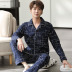 Pyjama nam mùa xuân và mùa thu bông trung niên tăng có thể mặc quần áo dài tay mens hai mảnh quần áo mùa đông nhà. 