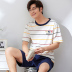 Bộ đồ ngủ Mens Summer trẻ bông Slim ngắn tay đơn giản Casual Shorts Hai mảnh Home Mang mùa hè. 