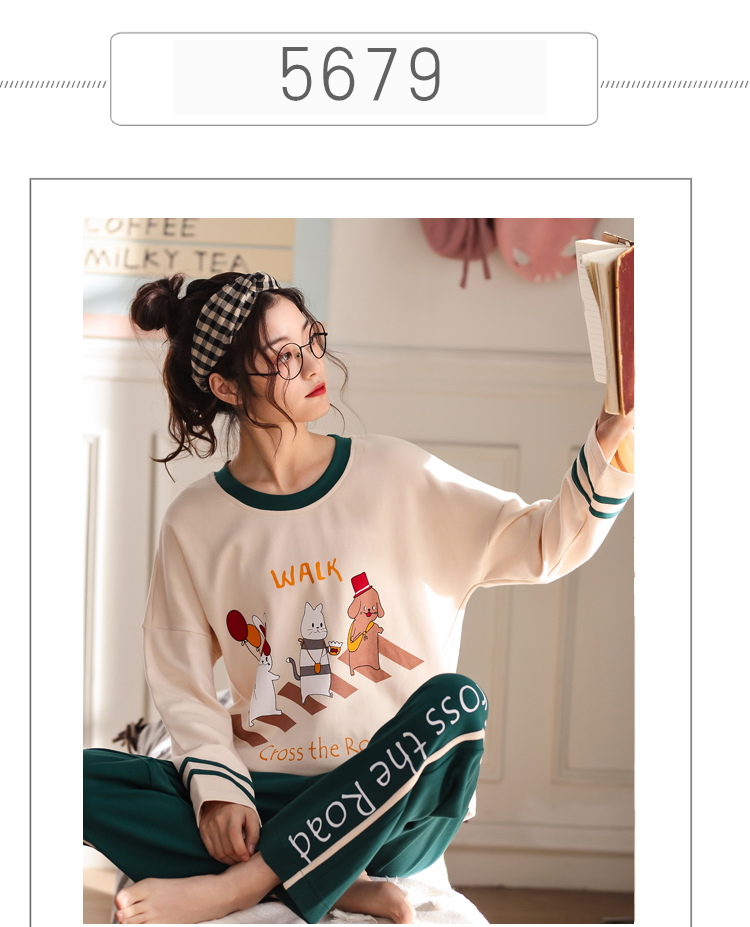 Bộ đồ ngủ nữ bằng vải cotton mùa xuân và mùa thu dài tay phiên bản Hàn Quốc của bộ đồ hai mảnh công chúa Fengyue có thể mặc bên ngoài dịch vụ gia đình bộ pijama nam