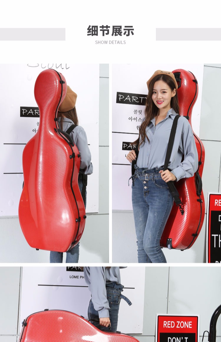 Vatican nhạc cụ phụ kiện bằng sợi carbon cello hộp máy bay hành lý xách tay đeo vai con lăn đẩy với khóa - Phụ kiện nhạc cụ phụ kiện nhạc cụ