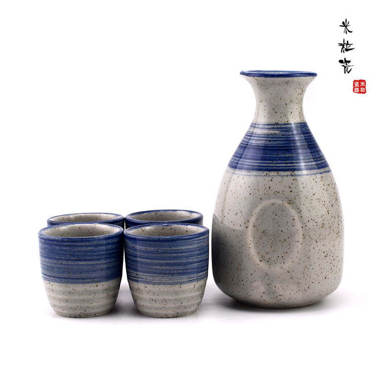 Japanese ceramic wine set Restaurant tableware Hand-painted wine jug Wine glass Japanese sake jug Wine glass Cooking wine jug