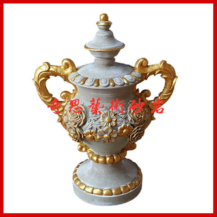 Qisi Art Sandstone Relief Fiberglass Painted Sculpture European Decorative Lampshade Landscape Lamp Hotel Villa Decoration