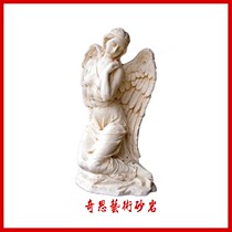 Sandstone European-style bas-relief artificial sandstone sculptures sandstone angels Sculpture Sandstone Angel Girl Round Sculpture Garden Forest Landscape