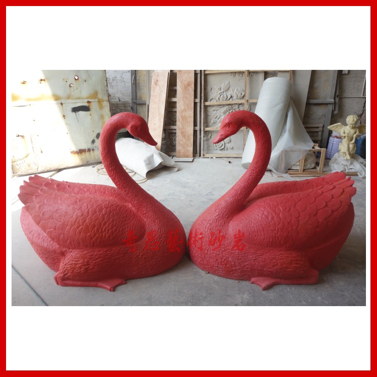 Sandstone swan fountain sculpture garden landscape fountain glass fiber painted European art imitation copper relief custom