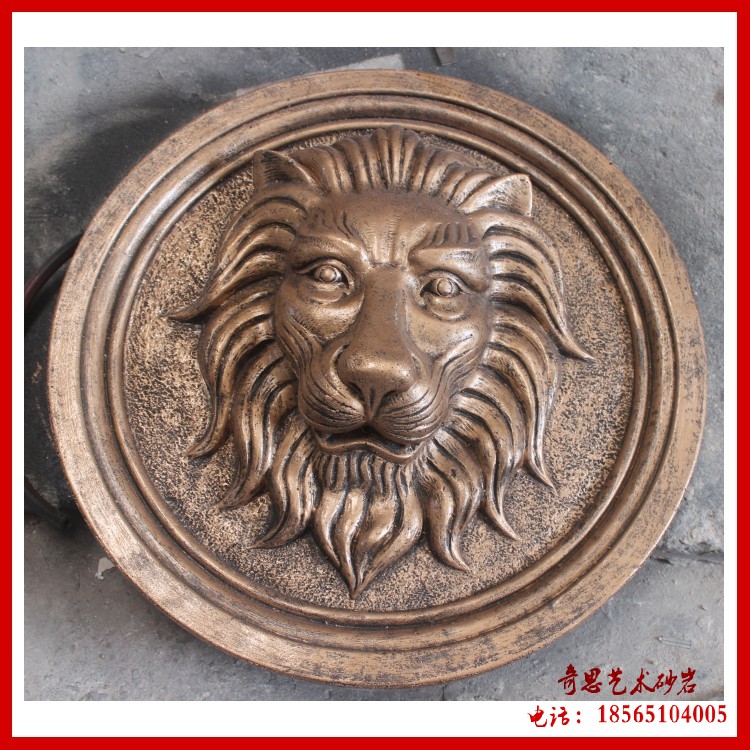 Eurostyle Sandstone Lions Head Pendant Water Spray Mouth Sculpture Solid Relief Hotel Villa Image Building Spray Pool Renovation