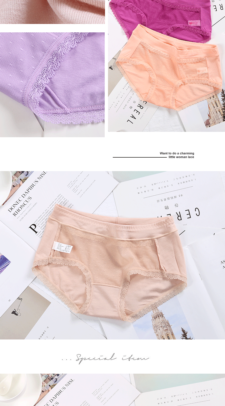 Quần lửng ren phía trước gợi cảm quần đáy thấp eo thoáng khí modal cotton lụa cô gái đồ lót đơn giản màu rắn các mẫu quần lót nam nữ đẹp nhất