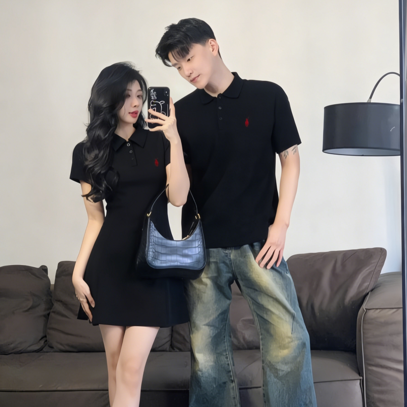 Special Couple Outfits, High-End Suits, One Shirt and One Skirt, French Niche Polo Short-Sleeved T-Shirt, 2026 Style, Internet Celebrity