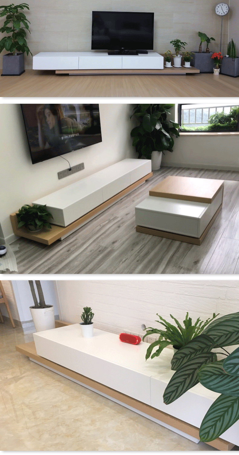Bo màn tủ TV Bắc Âu tối giản hiện đại thu vào tủ TV kết hợp BMN003 đồ nội thất tủ phòng khách - Buồng tủ quần áo 4 cánh