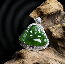 Quarrying Weng Natural Burmese Jade full green Buddha pendant a goods men and women jade pendant