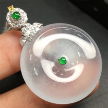 Quarrying Weng ice seed Jade Wood safe buckle pendant kgold inlay jewelry pure natural jade