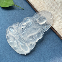 Quarrying natural Burmese ice jade high ice crossing mother pendant kgold inlay jewelry pendant