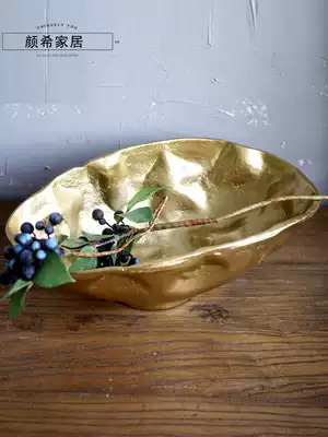 Imported desktop gold silver irregular unique flower fruit plate utensils living room home creative decoration decoration