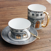 American creative European-style golden building mug water cup afternoon tea cup home ceramic couple cup coffee cup