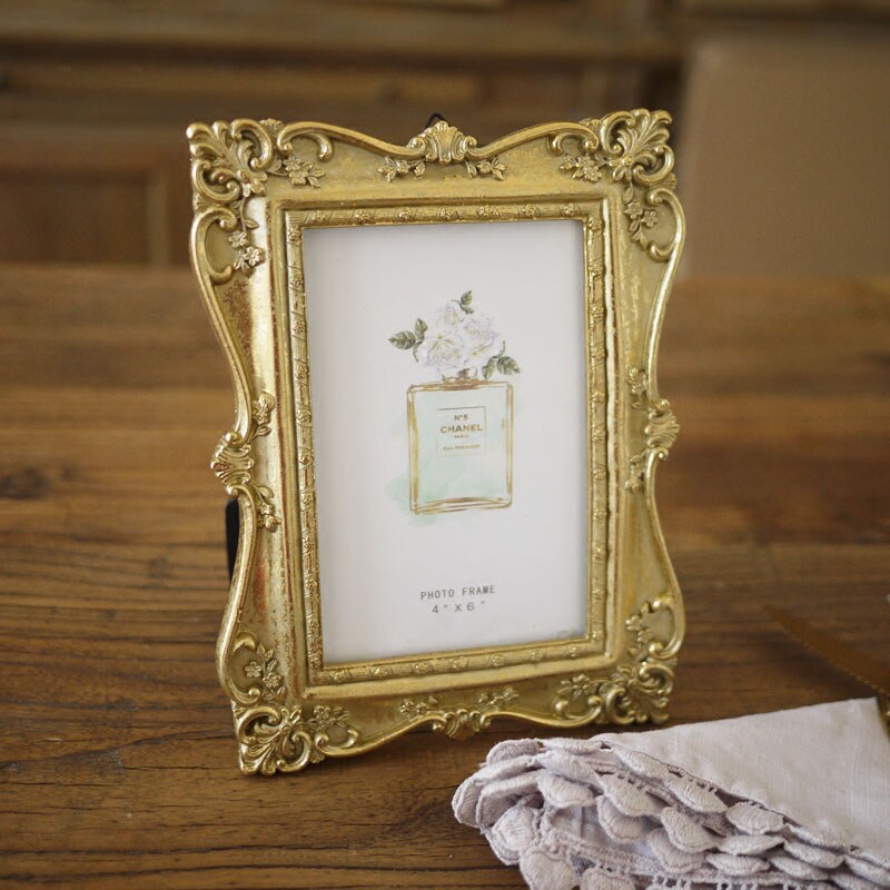 French Neoclassical European - style American - style French - style room 6 inch gold photo frame