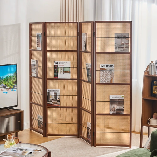 Перегородка для маленькой квартиры, складная перегородка из ротанга, входная перегородка, домашняя гостиная, простая мобильная журнальная книжная полка