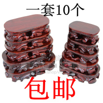 Wood carving root carving wood base long oval stone base can dig groove imitation mahogany teapot seat solid wood copper pendulum seat