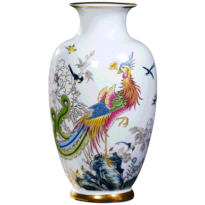 Jingdezhen ceramics vase furnishing articles sitting room arranging flowers and birds pay homage to the king of Chinese style restoring ancient ways sitting room adornment is placed