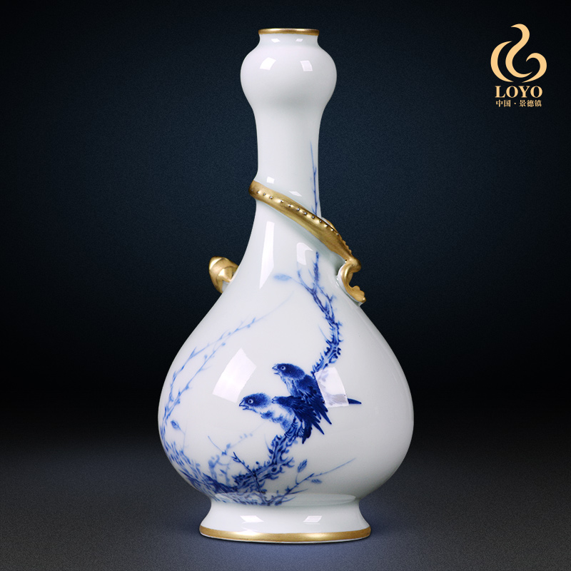 Jingdezhen ceramics vase famous garlic hand - made the sitting room of Chinese style household flower adornment TV ark, furnishing articles