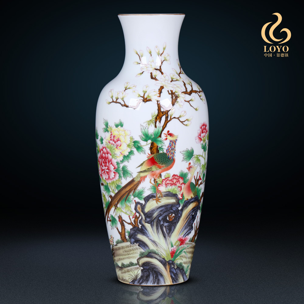 Jingdezhen ceramics imitation the qing qianlong pastel notes tong prosperous fishtail vase archaize of Chinese style household act the role ofing is tasted furnishing articles