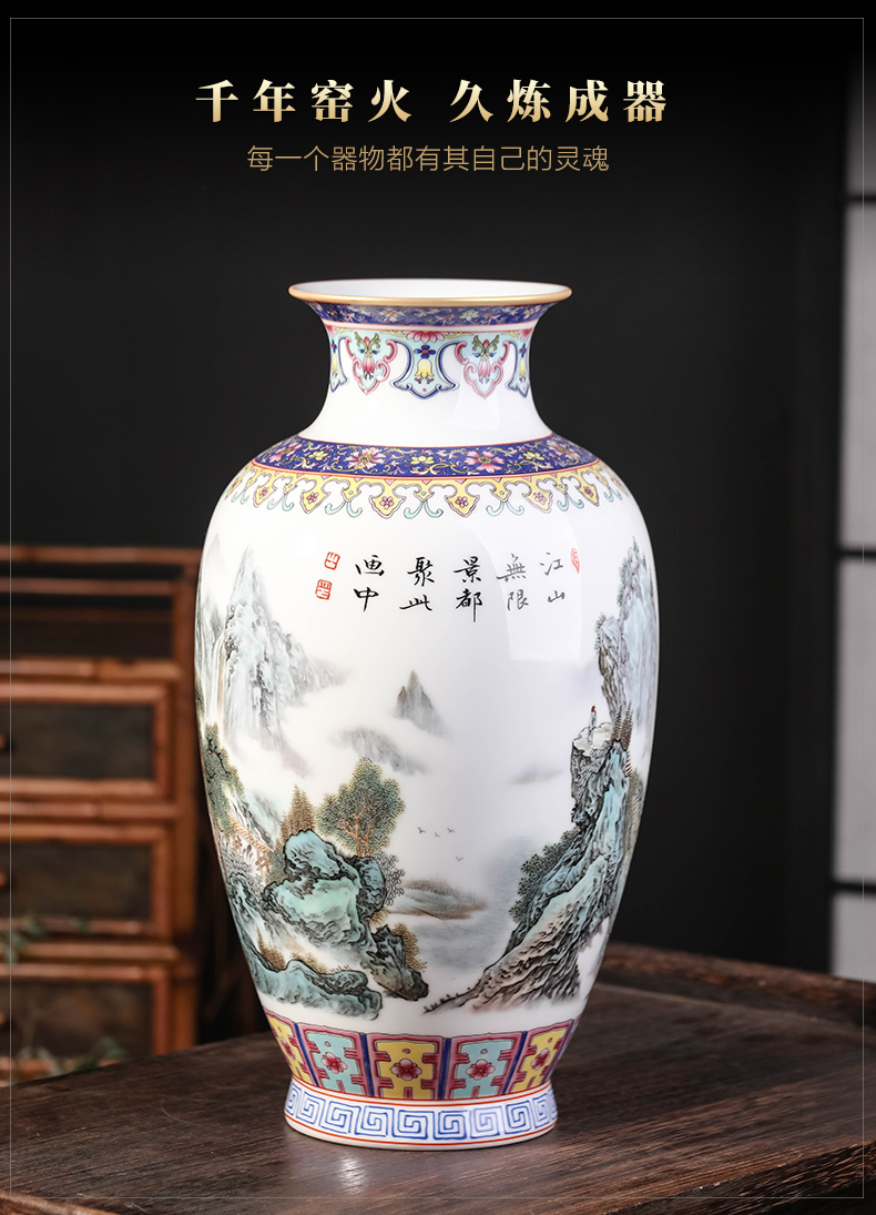 Archaize of jingdezhen ceramics powder enamel vase TV ark, porcelain flower arrangement sitting room of Chinese style household furnishing articles ornaments