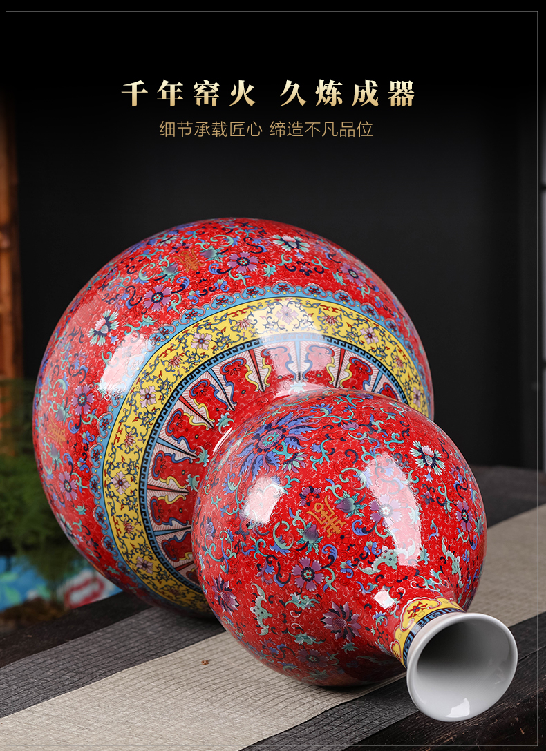Jingdezhen ceramic bottle gourd vases archaize large Chinese flower arranging sitting room household enamel porcelain decorative furnishing articles
