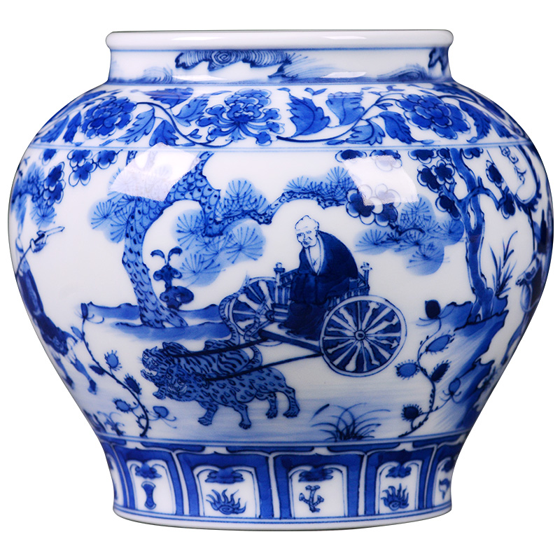 Jingdezhen ceramic vase famous hand - made imitation of yuan blue and white porcelain living room TV cabinet decoration of Chinese style household furnishing articles