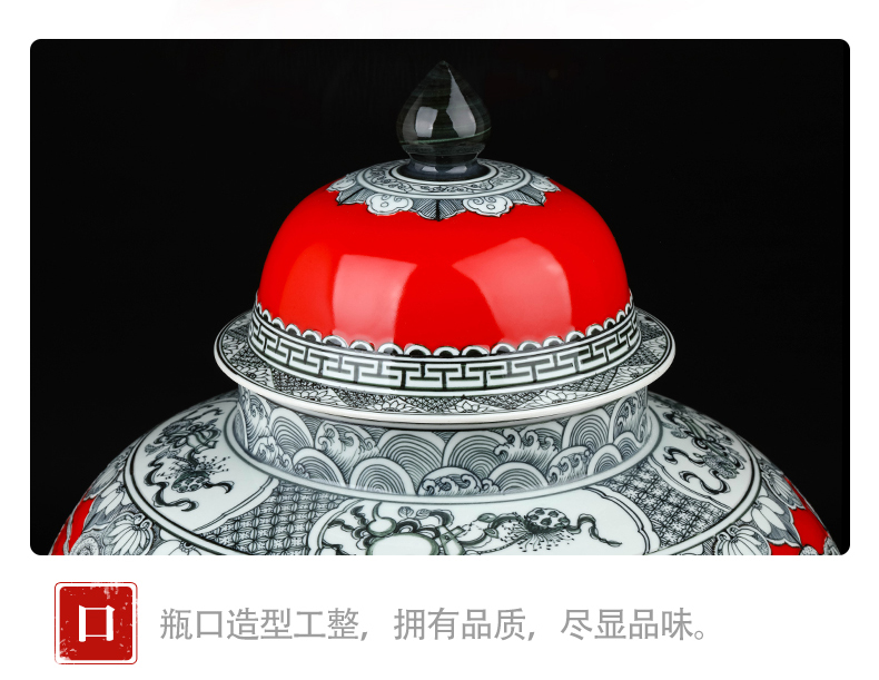 Jingdezhen ceramic storage tank general porcelain carving dragon can place a large household adornment with cover to receive