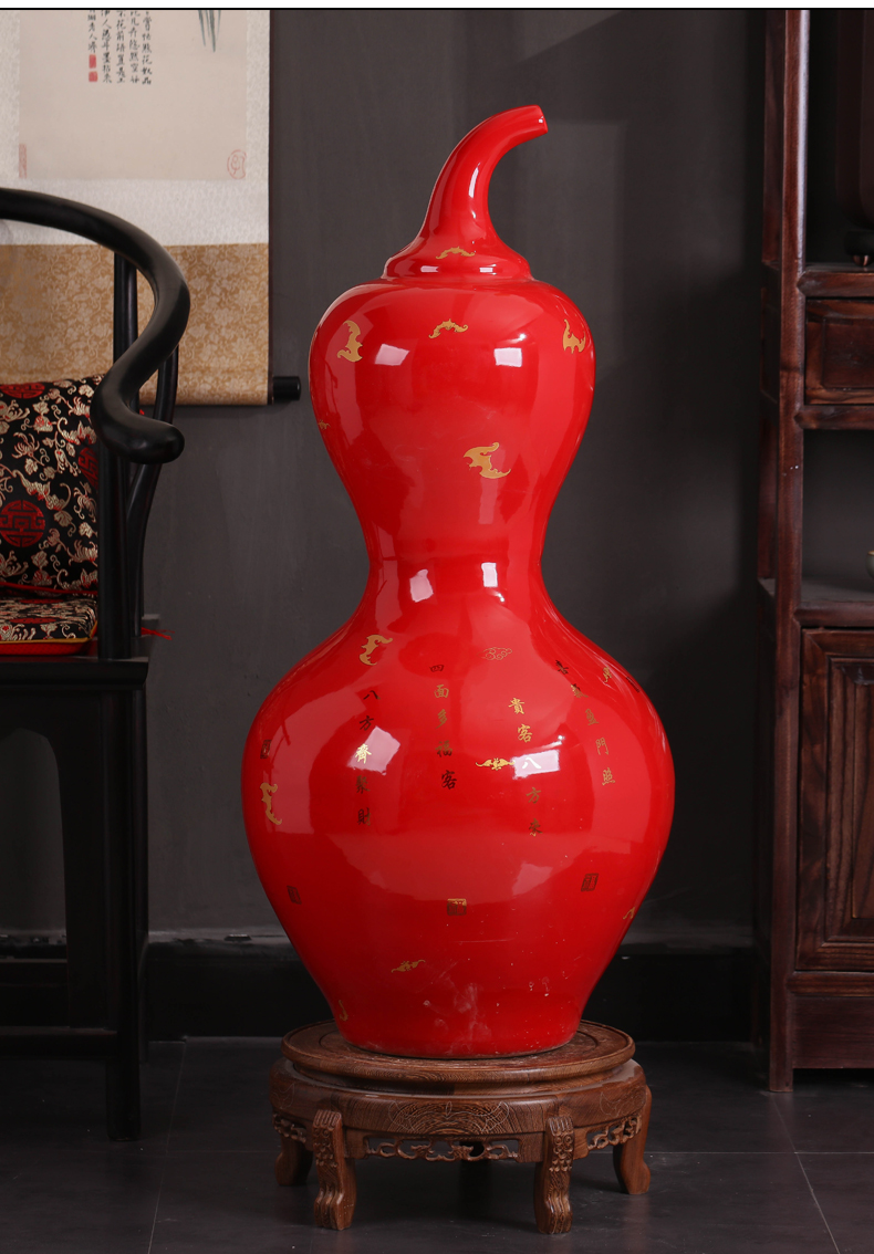 Jingdezhen ceramic vase China red maxim gourd sitting room porch decorate furnishing articles opening gifts