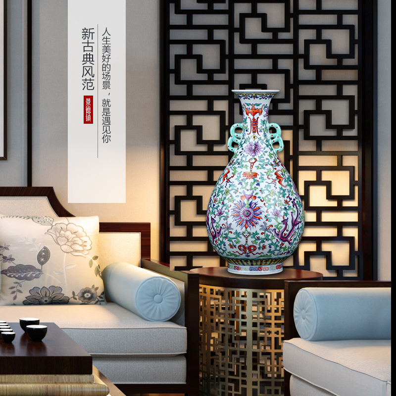 Blue and white porcelain of jingdezhen ceramics okho spring Chinese porcelain vase decoration flower arranging the sitting room TV ark, furnishing articles