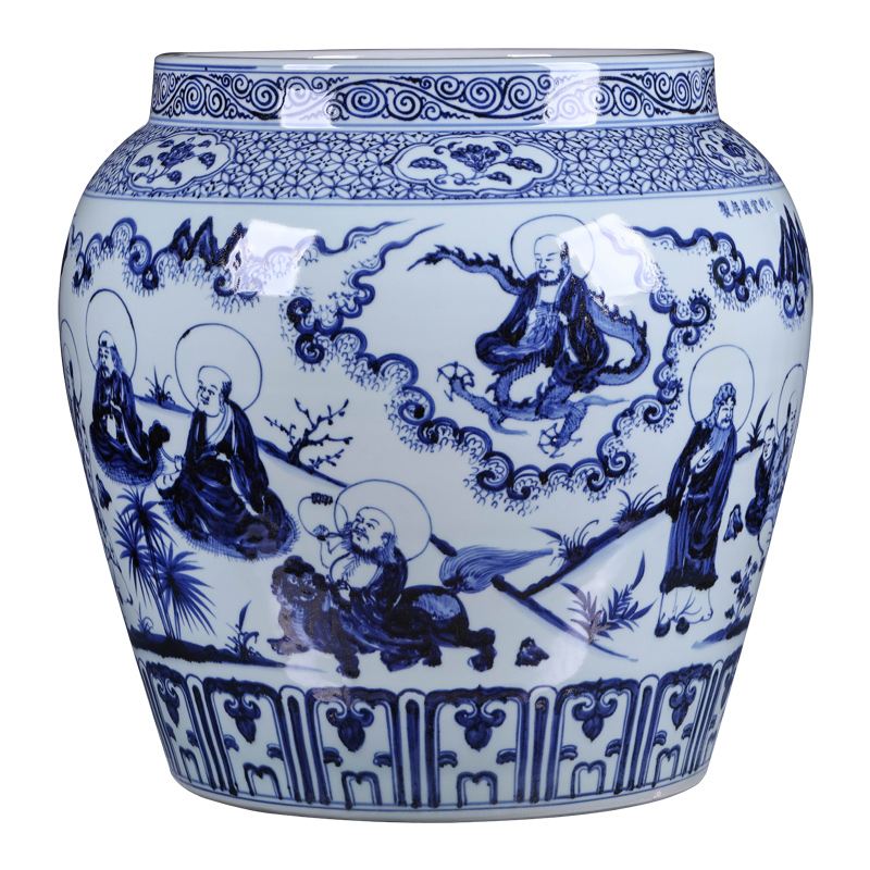 Jingdezhen ceramic aquarium place large flower pot imitation Ming xuande is blue and white porcelain of the big Chinese courtyard sitting room adornment