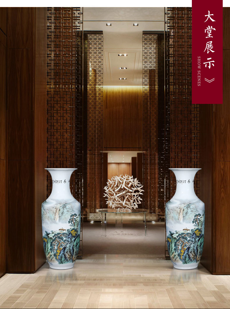 Jingdezhen ceramics new Chinese style of large vase sitting room hotel decor hand - made pastel furnishing articles written by famous experts