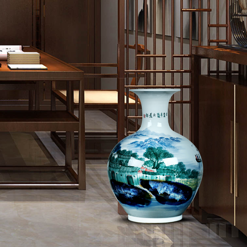 Jingdezhen ceramic vase hand - made jiangnan Chinese large living room TV ark, flower arranging porch is decorated furnishing articles