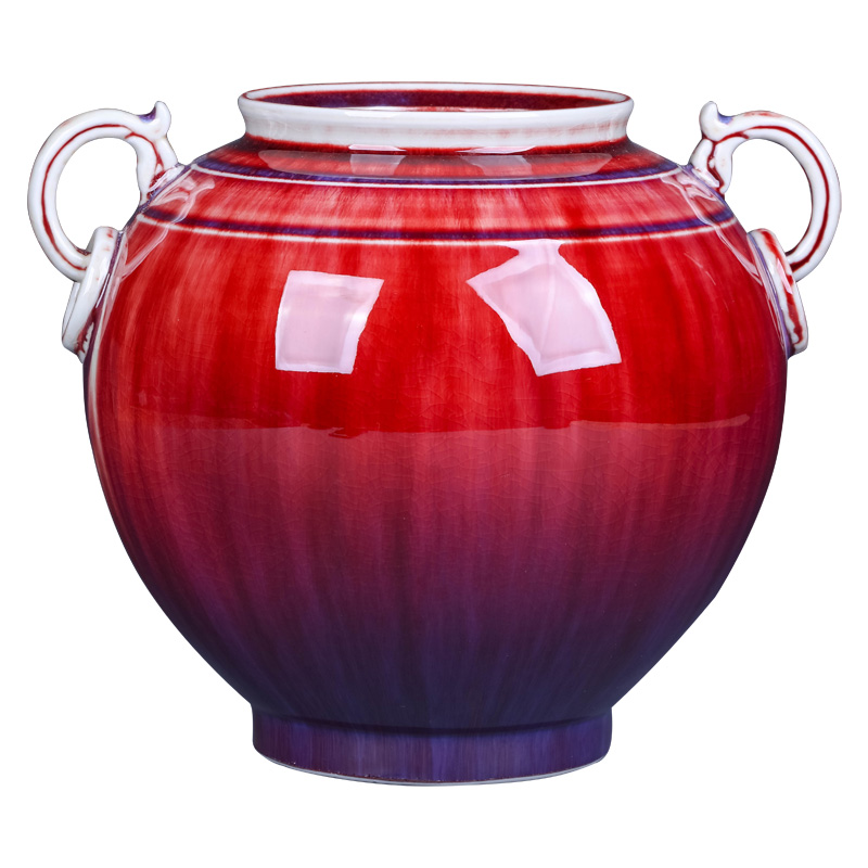 Jingdezhen ceramic vases, flower arrangement sitting room place archaize color glaze gradient rich ancient frame study craft ornaments