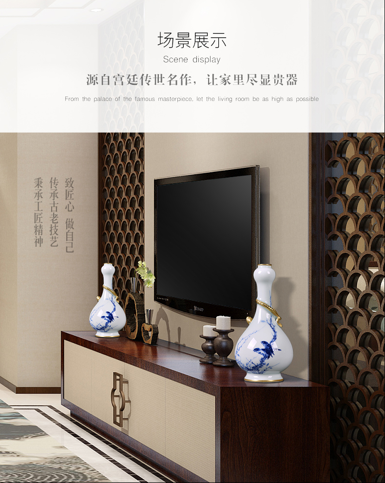 Jingdezhen ceramics vase famous garlic hand - made the sitting room of Chinese style household flower adornment TV ark, furnishing articles